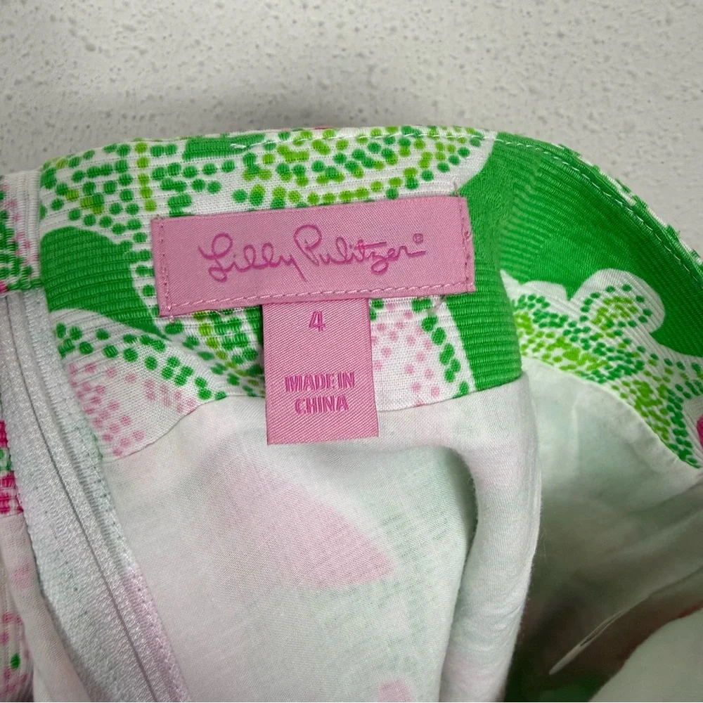 Lilly Pulitzer Green Pink Floral Mini Skirt Sz 4